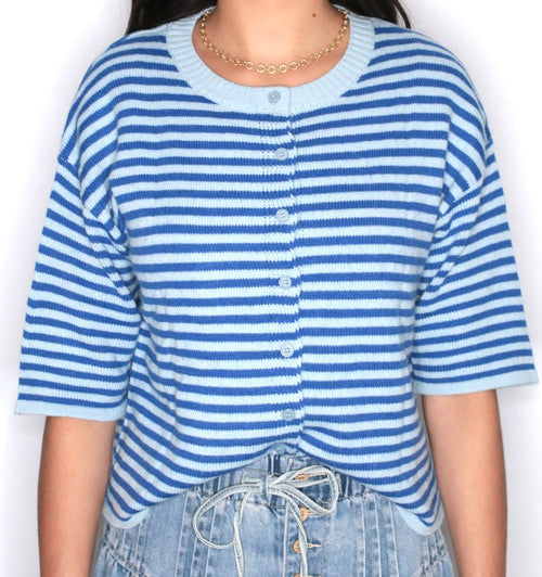 Blueberry Knit Striped Cardi