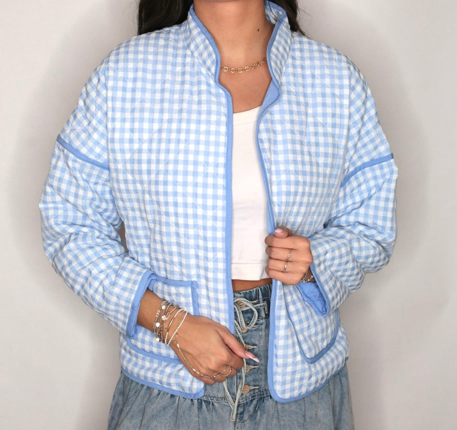 Cloud 9 Gingham Jacket - Sky Blue
