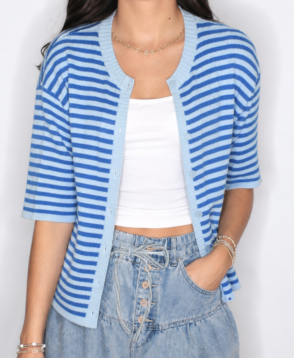 Blueberry Knit Striped Cardi