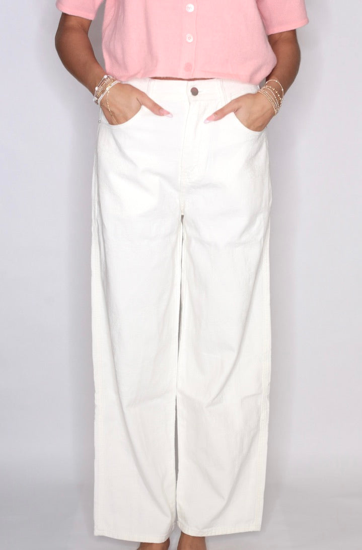 Petal Print Floral Jeans - White
