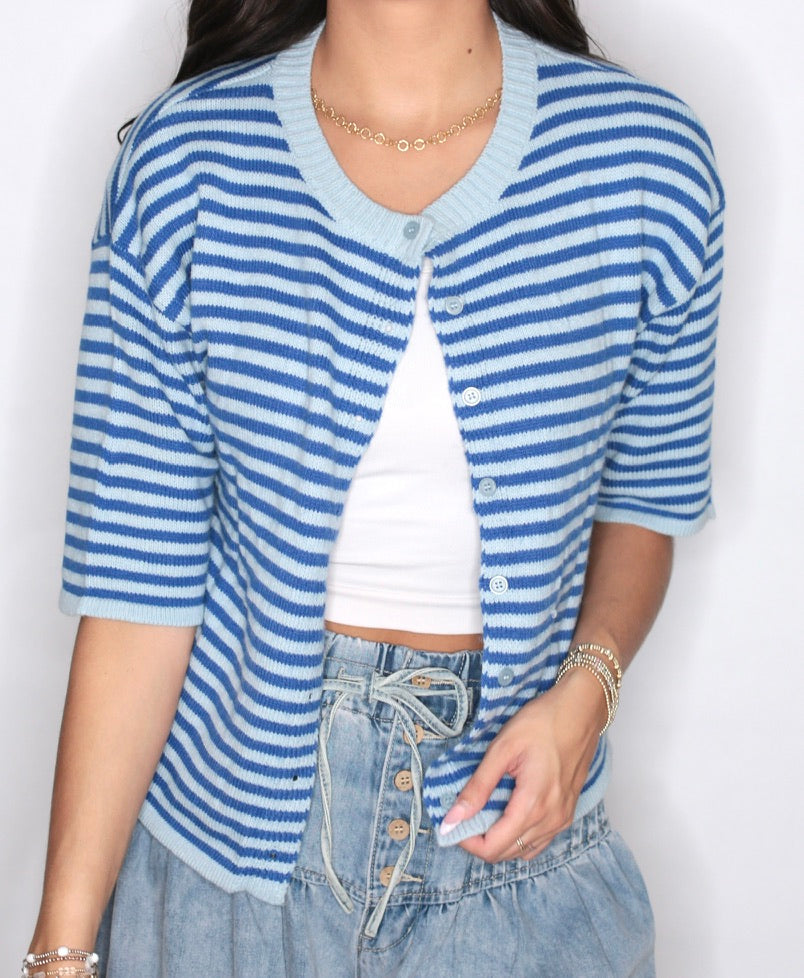 Blueberry Knit Striped Cardi