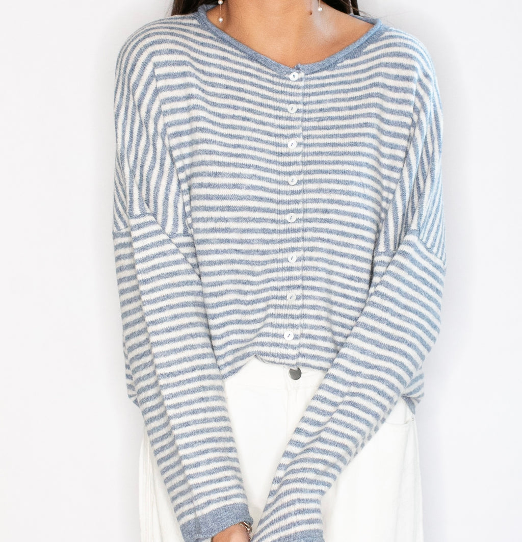 Coastal Comfort Striped Cardi