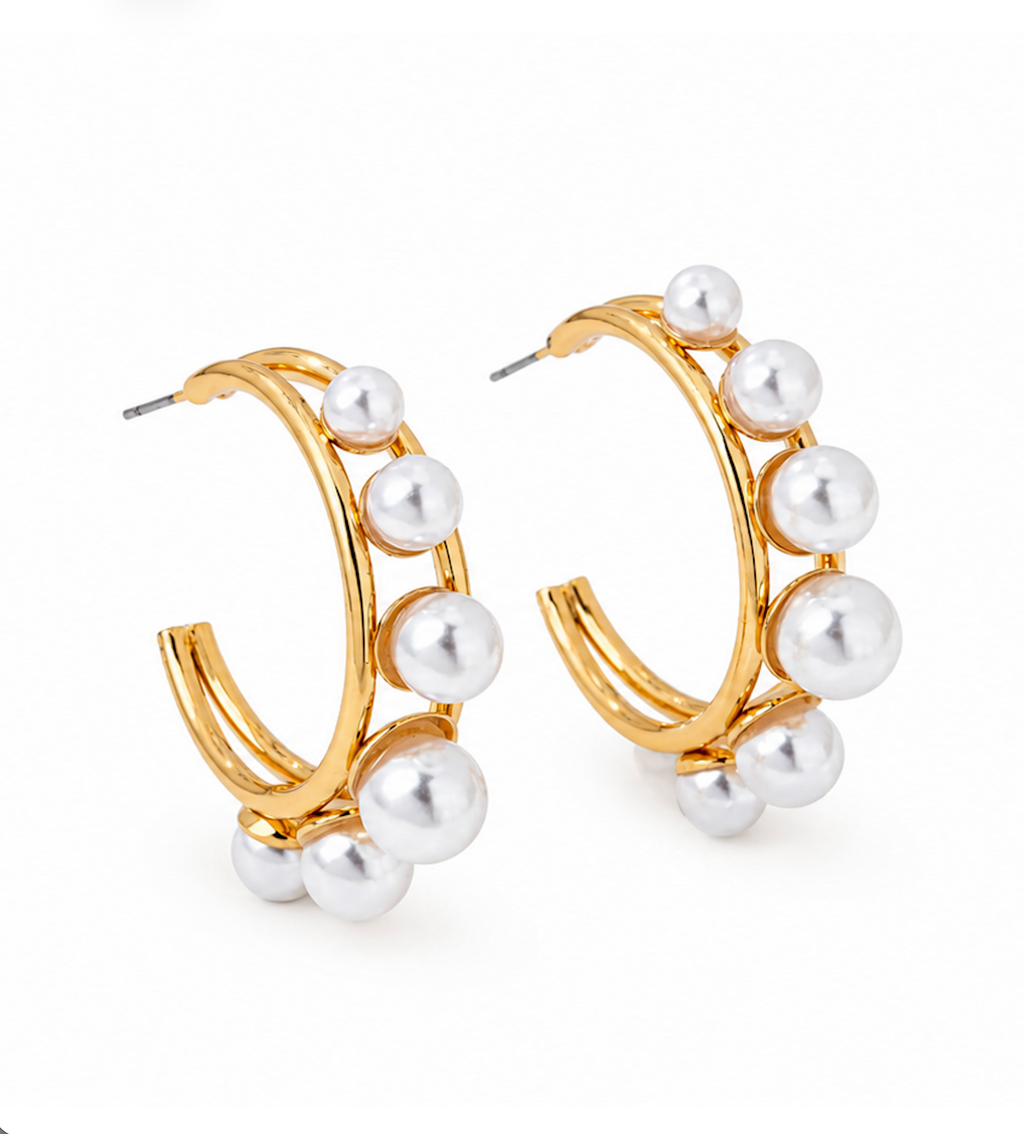 Chic Pearl Hoops