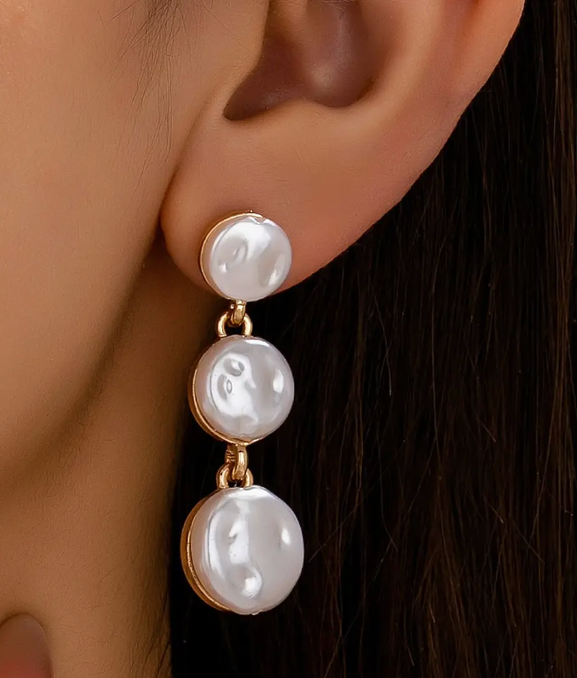 Triple Tier Pearl Earrings